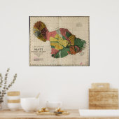 Poster 1885 Carte de Maui, Hawaii (Cuisine)