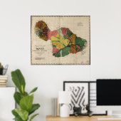 Poster 1885 Carte de Maui, Hawaii (Bureau à domicile)