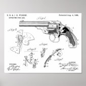 Poster 1885 Wesson Gun Brevet Dessin d'art Imprimer (Devant)