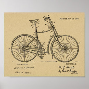 Poster 1888 Vintage Bicycle main Brake Art Imprimer