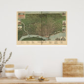Poster 1889 Paducah, KY Birds Vue panoramique (Cuisine)