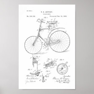 Poster 1889 Vélo Vintage Velocipede Brevet Art Imprimer