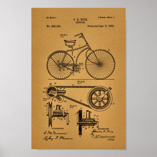 Poster 1890 Accessoires de bicyclette Vintages Art. (Devant)
