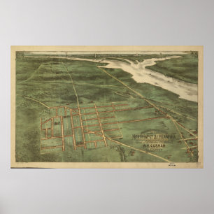 Poster 1890 Alexandria VA Oiseau Vue panoramique