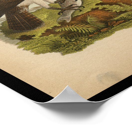 Poster 1890 Buse à poisson imprimé aux oiseaux (Coin)