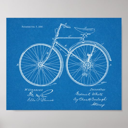 Poster 1890 Conception de bicyclettes Vintage Art. (Devant)