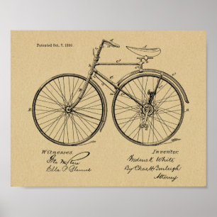 Poster 1890 Conception de bicyclettes Vintage Art.