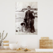 Poster 1890 Femme et son chien de chasse breton (Cuisine)