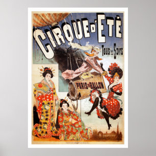 Poster 1890 Paris Hot Air Balloon Print