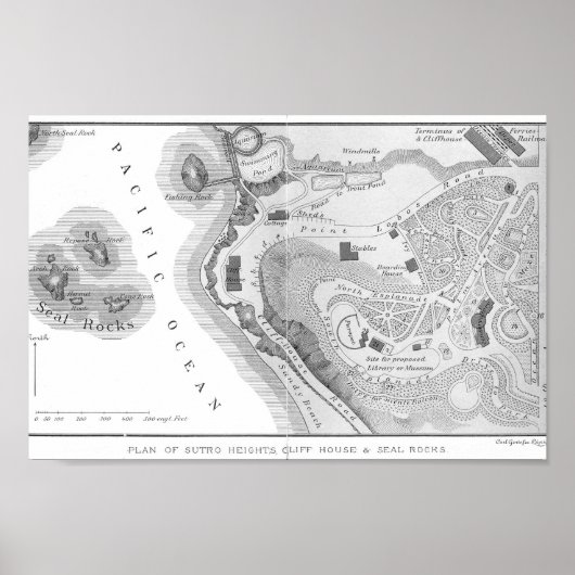 Poster 1890 Sutro Heights, San Francisco, plan du voisina (Devant)