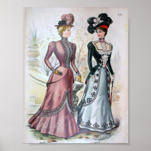 Poster 1890's vintages de la mode des femmes