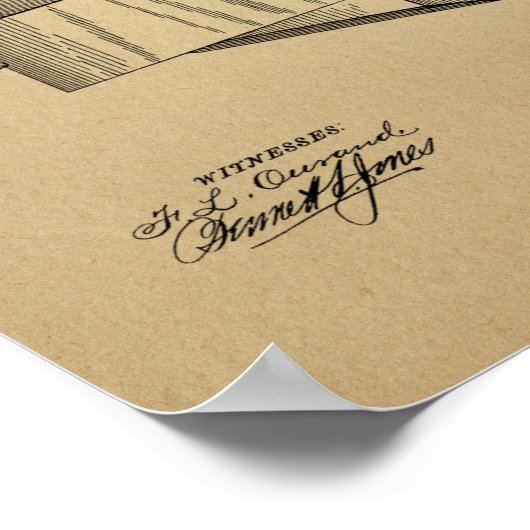 Poster 1891 Aéronefs Brevet d'art d'avion Imprimer (Coin)