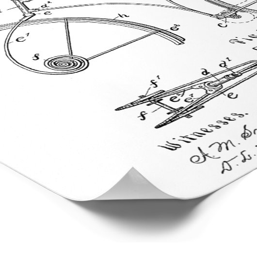 Poster 1891 Bicycle Spring Frame Design Brevet Art Imprim (Coin)