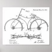Poster 1891 Bicycle Spring Frame Design Brevet Art Imprim (Devant)