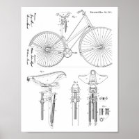 1891 Conception de siège de bicyclette Vintage Art