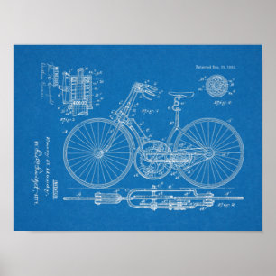 Poster 1891 copies vintages d'art de brevet de conception