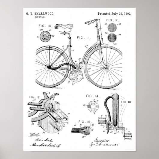 Poster 1892 Brevet de Bicyclette sans chaîne Imprimer (Devant)