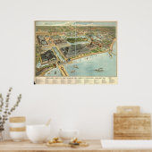Poster 1893 Chicago, IL Birds Eye View Panoramic Map (Cuisine)