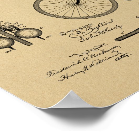 Poster 1893 Conception de bicyclettes propulsées par l'ai (Coin)