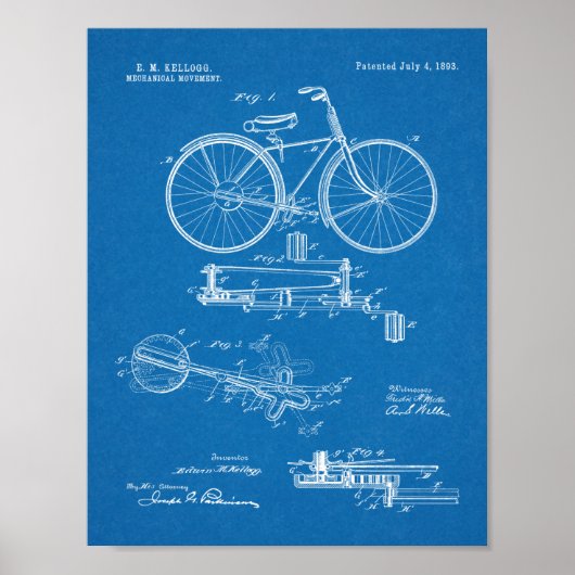Poster 1893 Conception de bicyclettes sans chaines Brevet (Devant)