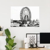 POSTER 1893 PREMIÈRE ROUE FERRIS - CHICAGO WORLDS FAIR (Bureau à domicile)