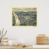 Poster 1893 Saint Paul, MN Oiseaux Vue panoramique Carte (Cuisine)