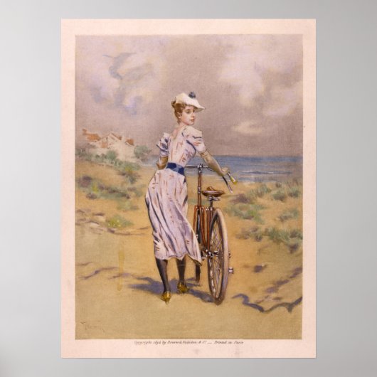 Poster 1894 Couleur Vélo et Art Imprimer Girl Beach (Devant)