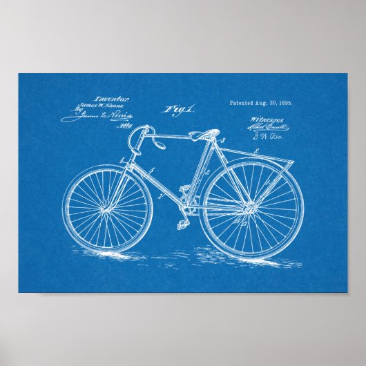 Poster 1895 Conception de bicyclettes Vintages Art. (Devant)