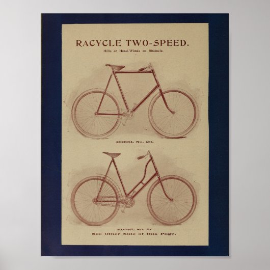 Poster 1896 Racycle 2 Speed Bicycle Ad Art Imprimer (Devant)