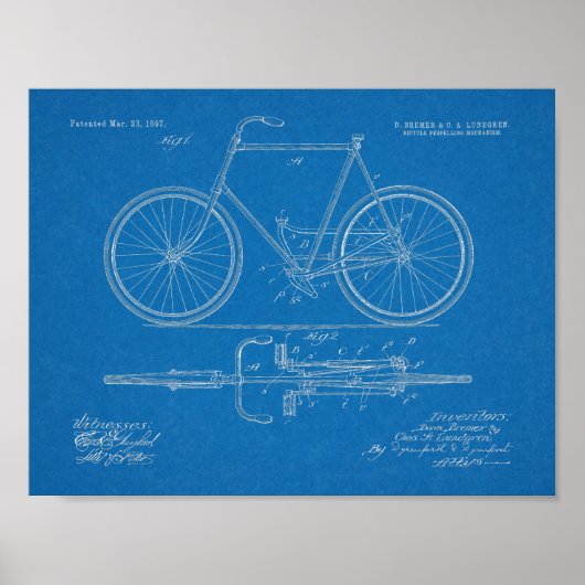 Poster 1897 Brevet de vélo sans chaîne Imprimer (Devant)