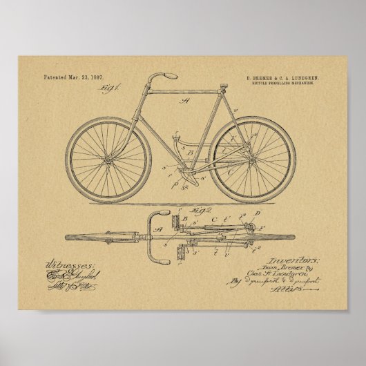 Poster 1897 Brevet de vélo sans chaîne Imprimer (Devant)
