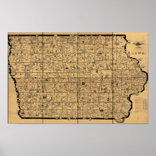 Poster 1897 Carte antique des itinéraires de livraison fe (Devant)