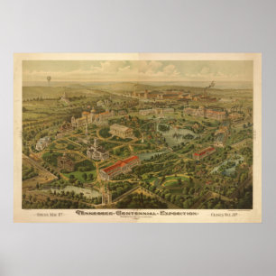 Poster 1897 Nashville, TN Centennial Expo Panoramic Map