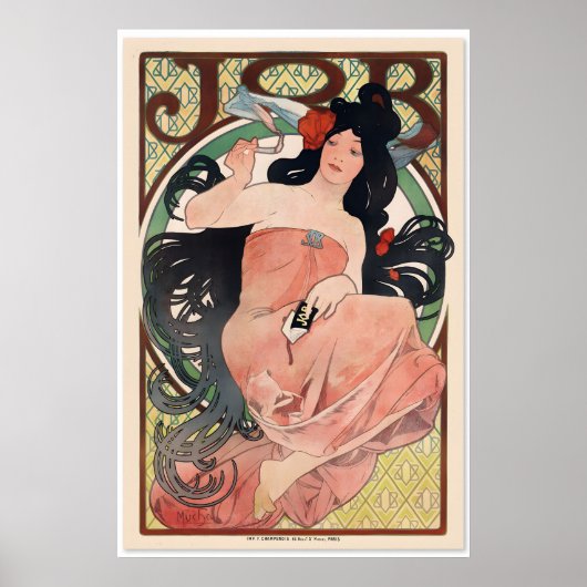Poster 1898 Alphonse Mucha Job Rolling Papers Art Classiq (Devant)