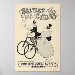 Poster 1898 bicyclettes vintages Saltley font un cycle