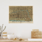 Poster 1898 Chicago, IL Birds Eye View Panoramic Map (Cuisine)
