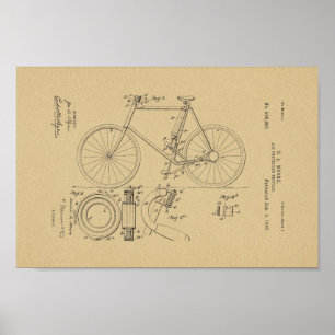 Poster 1898 Vintage Air Bicycle Brevet d'art Imprimer