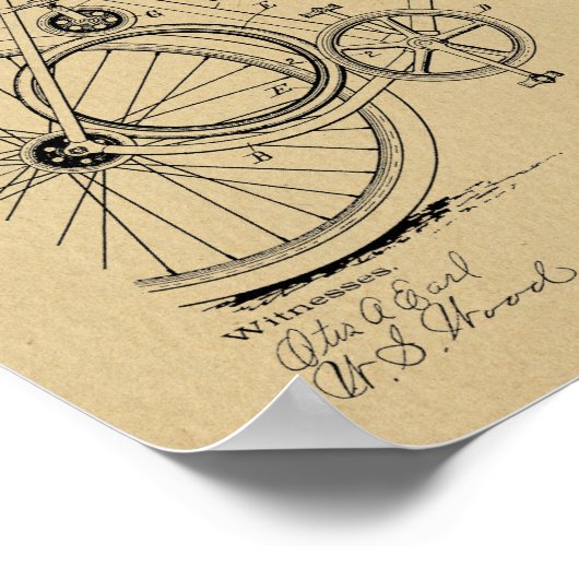 Poster 1899 Bicycle Gear Brevet Art Dessin Imprimer (Coin)