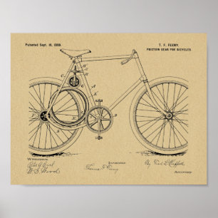 Poster 1899 Bicycle Gear Brevet Art Dessin Imprimer