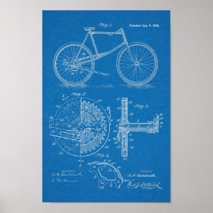 Poster 1899 Brevet de bicyclette propulsé au levier Art