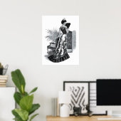 Poster 1899 Dame victorienne à la fête du soir (Bureau à domicile)