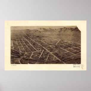 Poster 1899 Fort Collins, carte panoramique de vue d'oeil