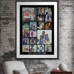 Poster 18 Collage photo et texte - Peut modifier noir<br><div class="desc">Un design avec un arrière - plan noir basique. Utilisez jusqu'à 18 photos carrés pour créer un cadeau unique et personnel. Si vous avez besoin d'ajuster les images,  cliquez sur l'outil personnaliser pour apporter des modifications.</div>