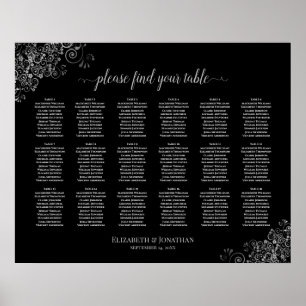 Poster 18 Mariage de table Diagramme de siège Argent Fril
