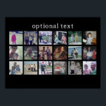Poster 18 Photo Collage avec texte blanc sur noir<br><div class="desc">Utilisez dix-huit photos ou photos instagram pour faire un coque unique et tendance. Si vous avez besoin de déplacer quelque chose,  cliquez sur le bouton personnaliser pour apporter des modifications. Ou vous pouvez montrer un coque mignon avec milo chiot dans ses lunettes.</div>