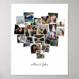 Poster 18 Photos Collage Forme cardiaque