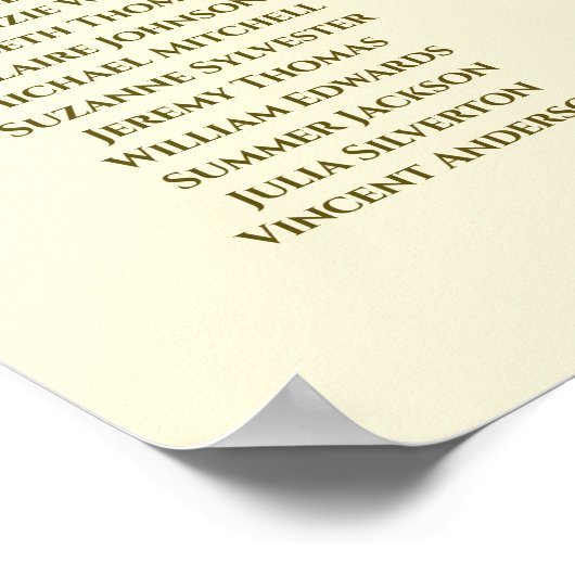 Poster 18 Table Gold & Cream Simple Mariage Seating Chart (Coin)