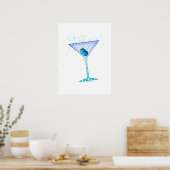 POSTER 18" X 24" - BLUE MARTINI ART (Cuisine)