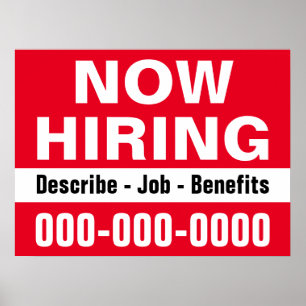 Poster 18" x 24" Maintenant à l'embauche et description P