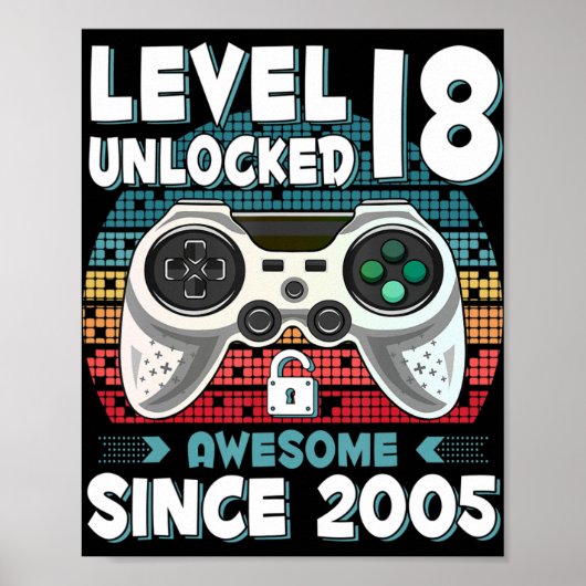 Poster 18ans Anniversaire Son garçon Amusant Gamer 18e 18 (Devant)